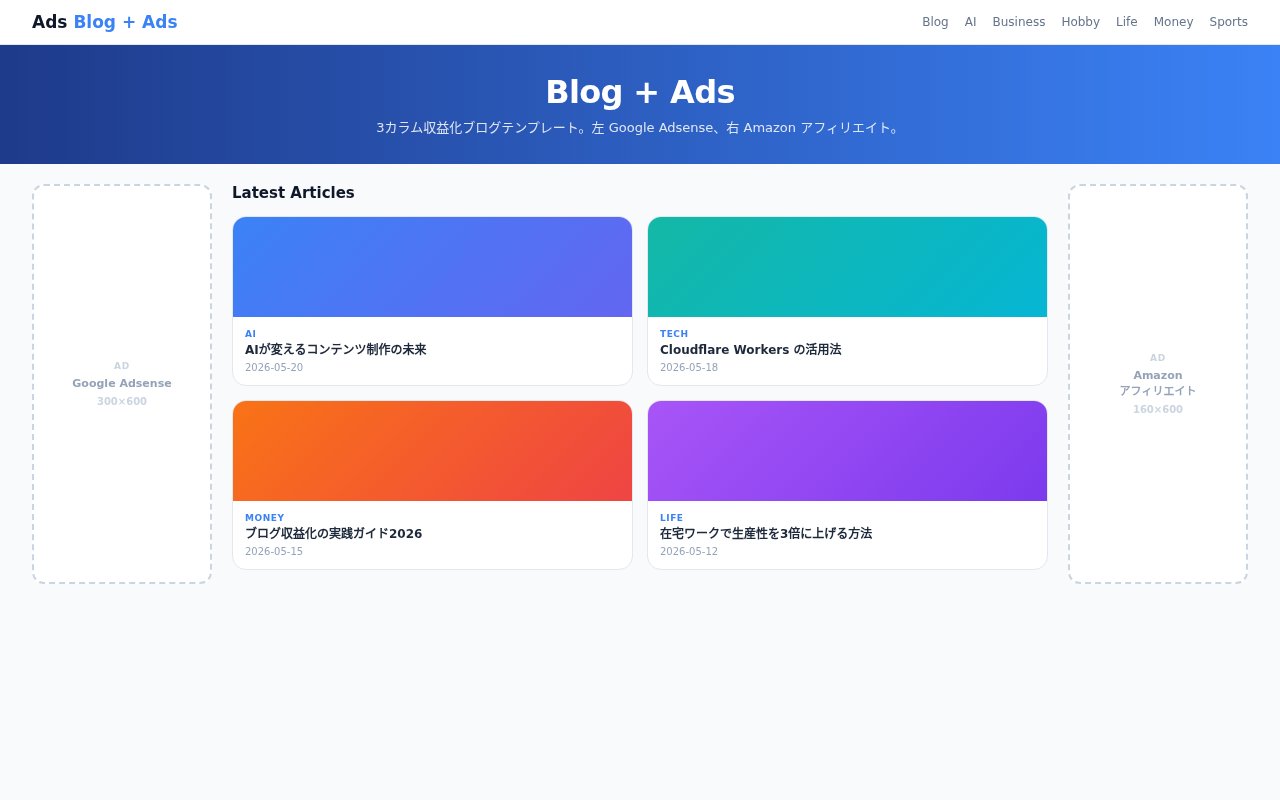 Blog + Ads プレビュー